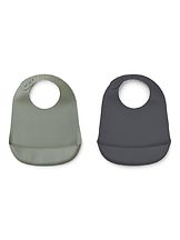 Ruokalappu Tilda Faune Green / Stone Grey 2-pack
