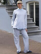 Äitiyshousut Sari Wide Leg Sweat Pant Grey Melange