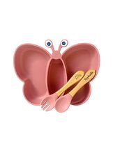 Vauvan lautanen & aterimet setti Perhonen Pink